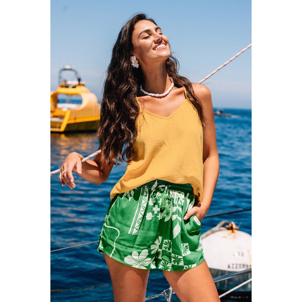 Cupshe‎ Women Yellow Textured Beaded Racerback Camisole Tank Top NWT
